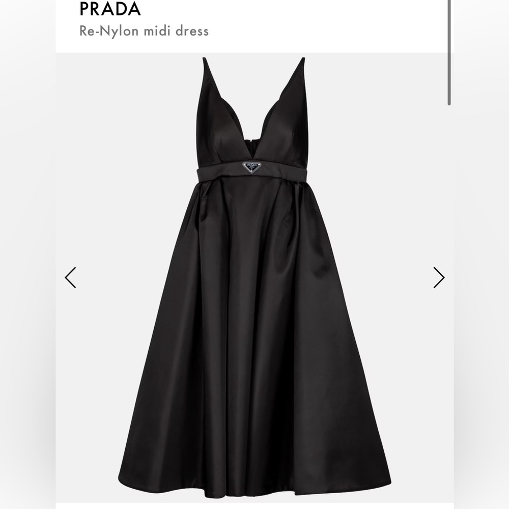 PRADA Re-Nylon Logo Fit-and-Flare V-Neck Dress size 40
